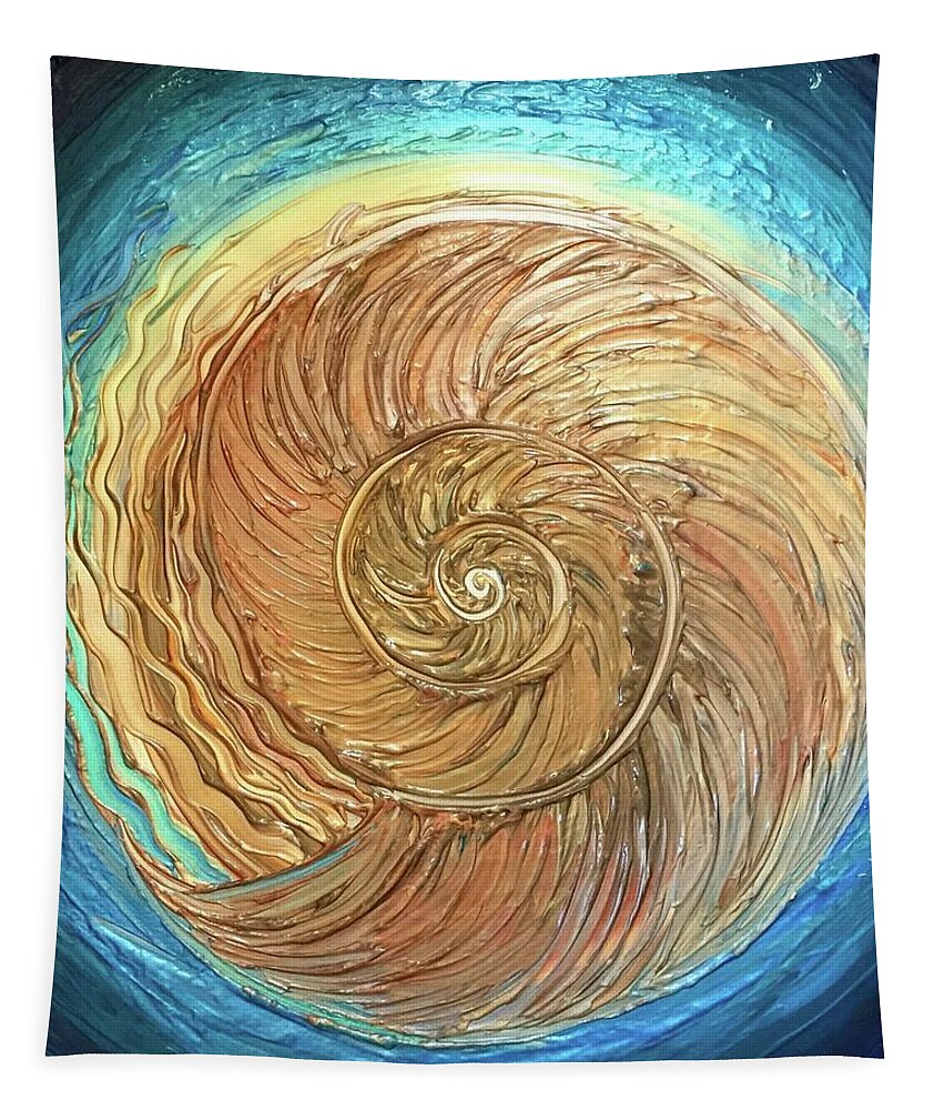 Nautilus Tapestry featuring the painting Golden Nautilus by Michelle Pier