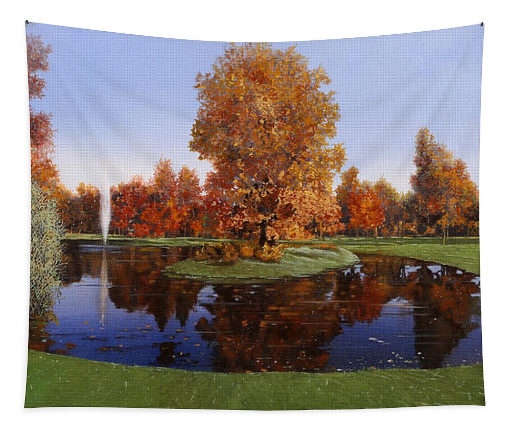 Golf Course Tapestry featuring the painting Golf Cherasco by Guido Borelli