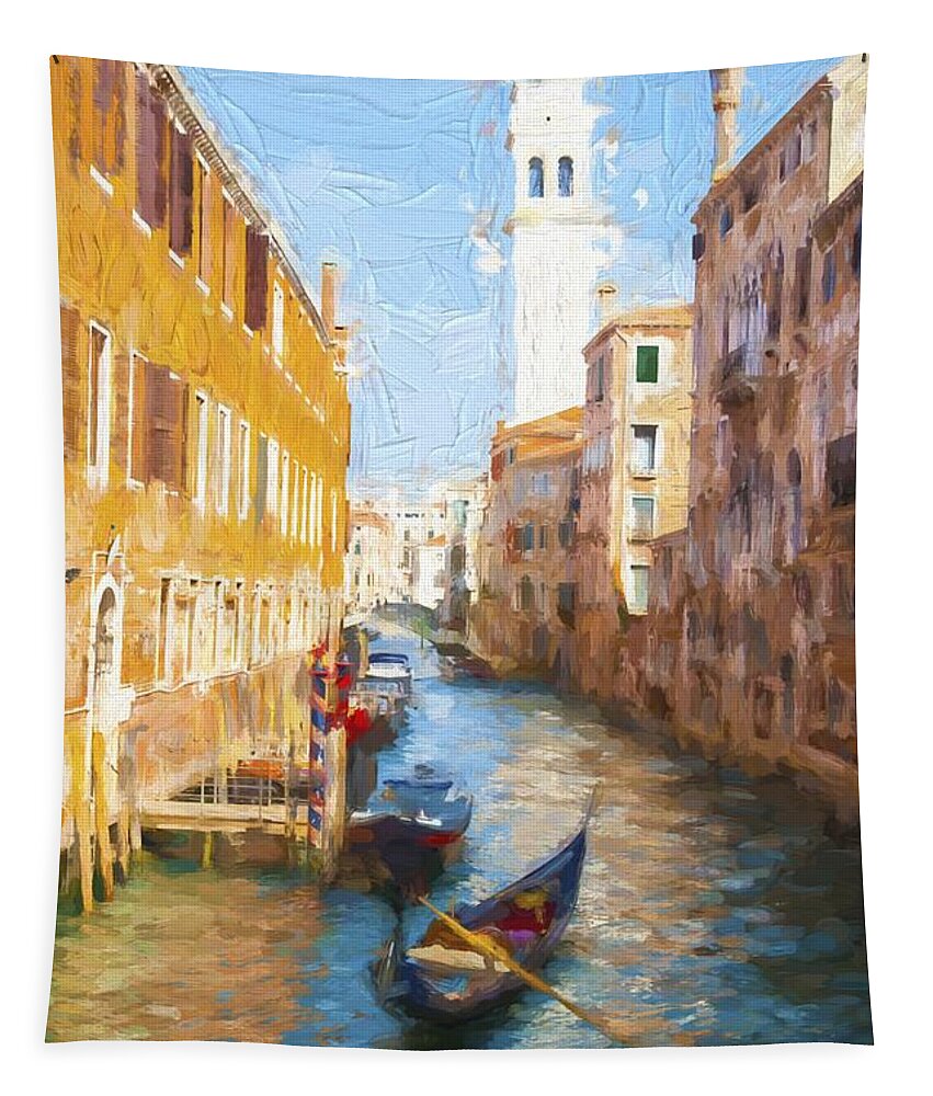 Italy Tapestry featuring the photograph Gondola e Campanile by Jack Torcello