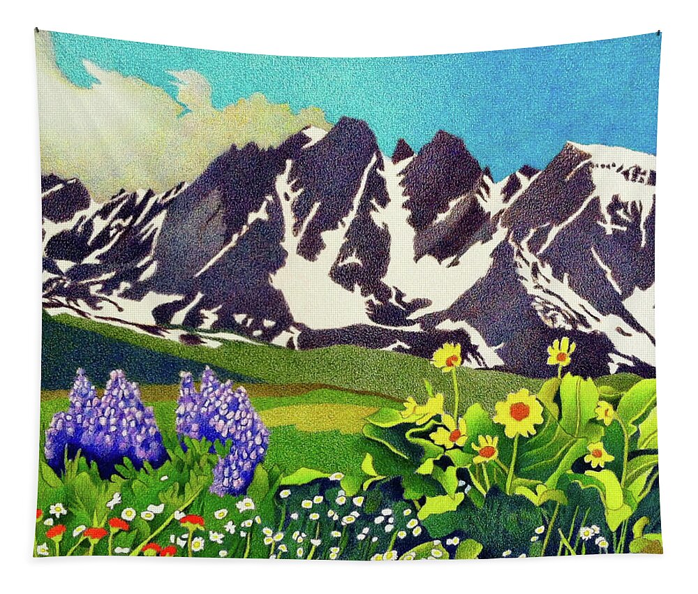 Art Tapestry featuring the drawing Gore Range Wildflowers by Dan Miller
