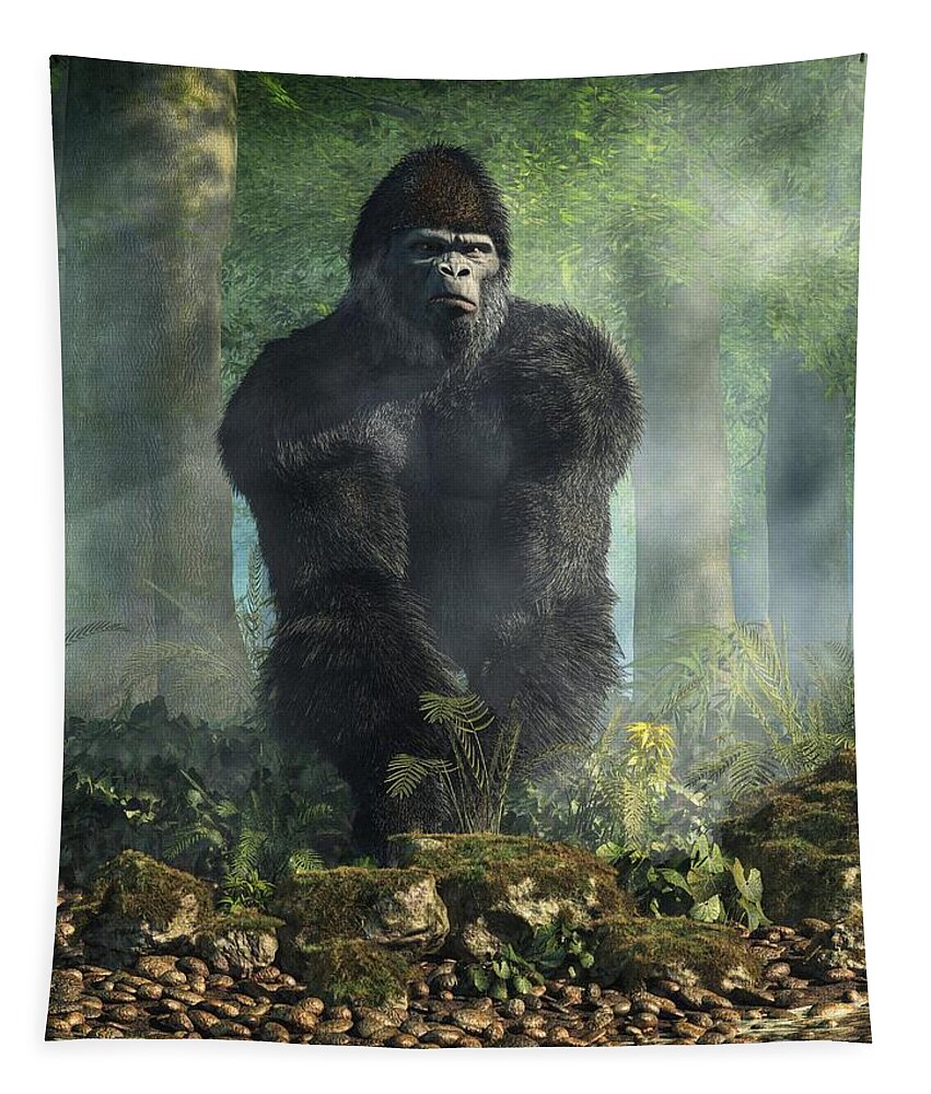 Gorilla Tapestry featuring the digital art Gorilla by Daniel Eskridge