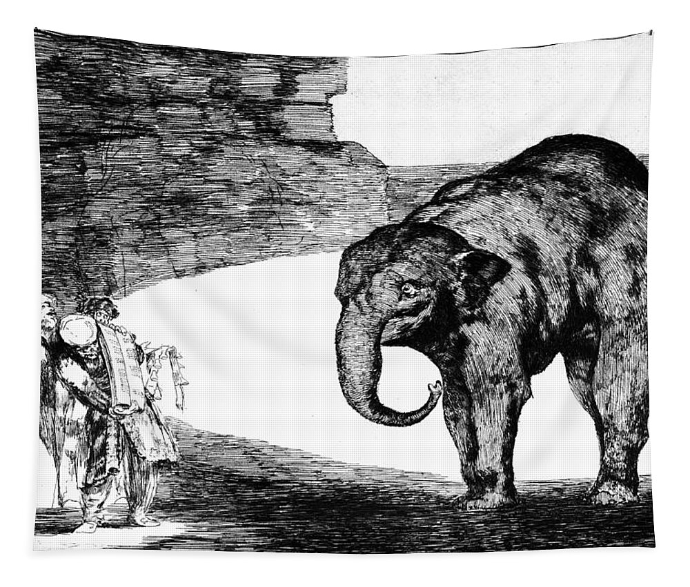 1820 Tapestry featuring the drawing ELEPHANT, c1820 by Francisco Goya
