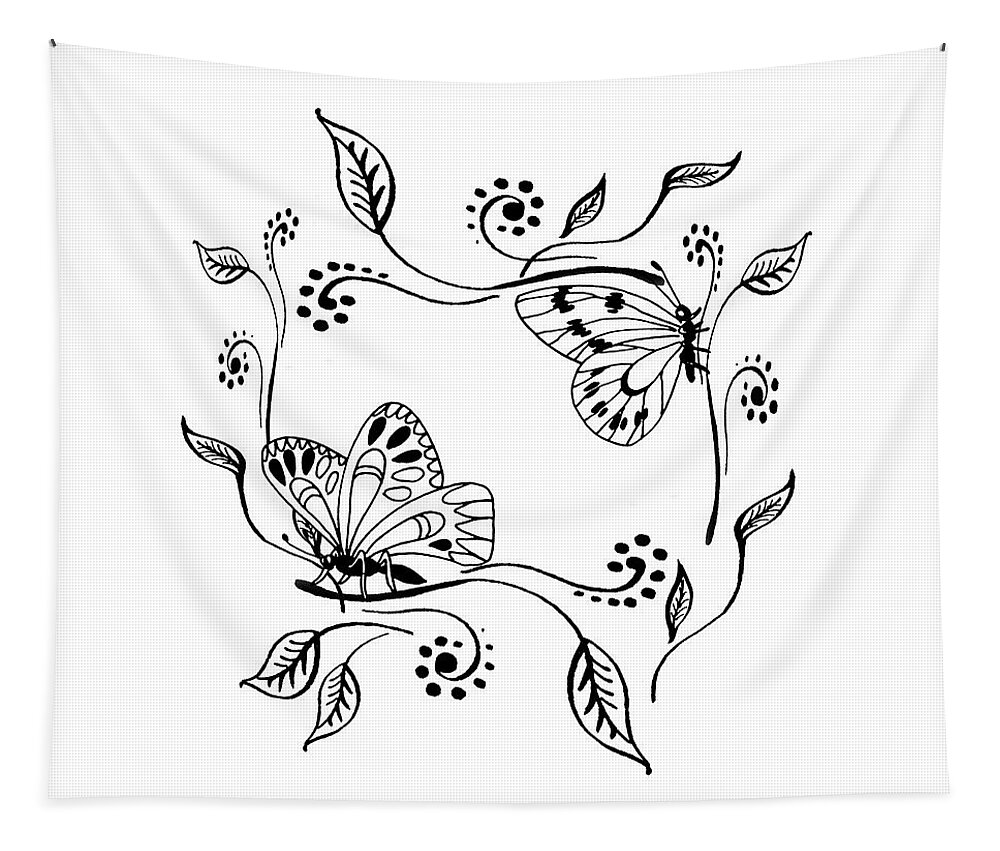 Butterfly Tapestry featuring the drawing Graceful Butterflies Baby Room Decor by Irina Sztukowski