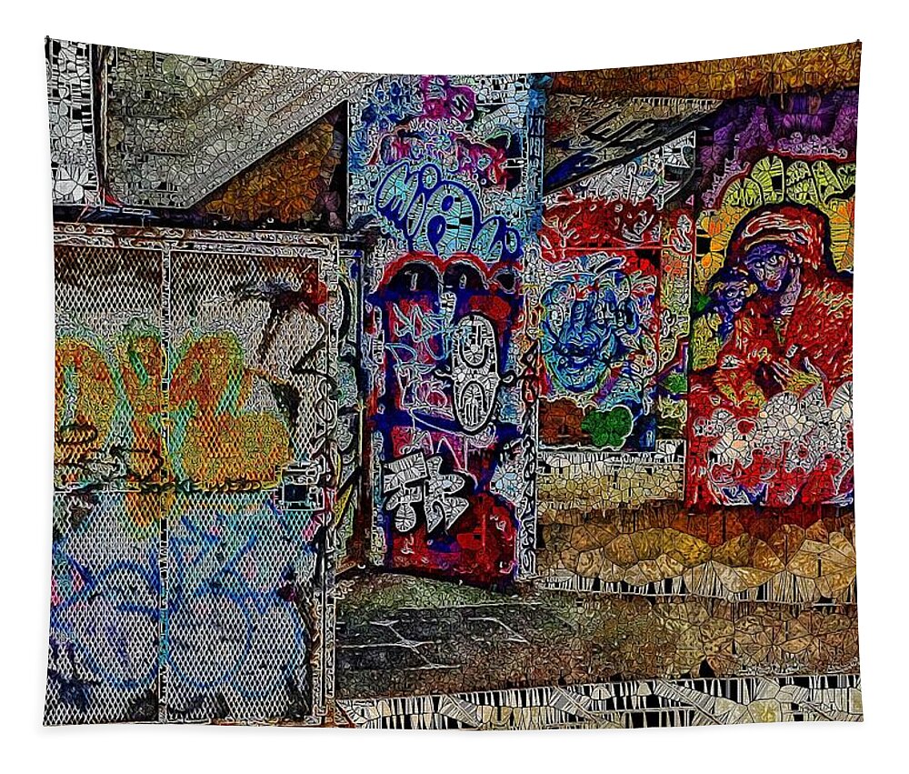Graffiti Tapestry featuring the digital art Graffiti Stained Glass by Mo Barton