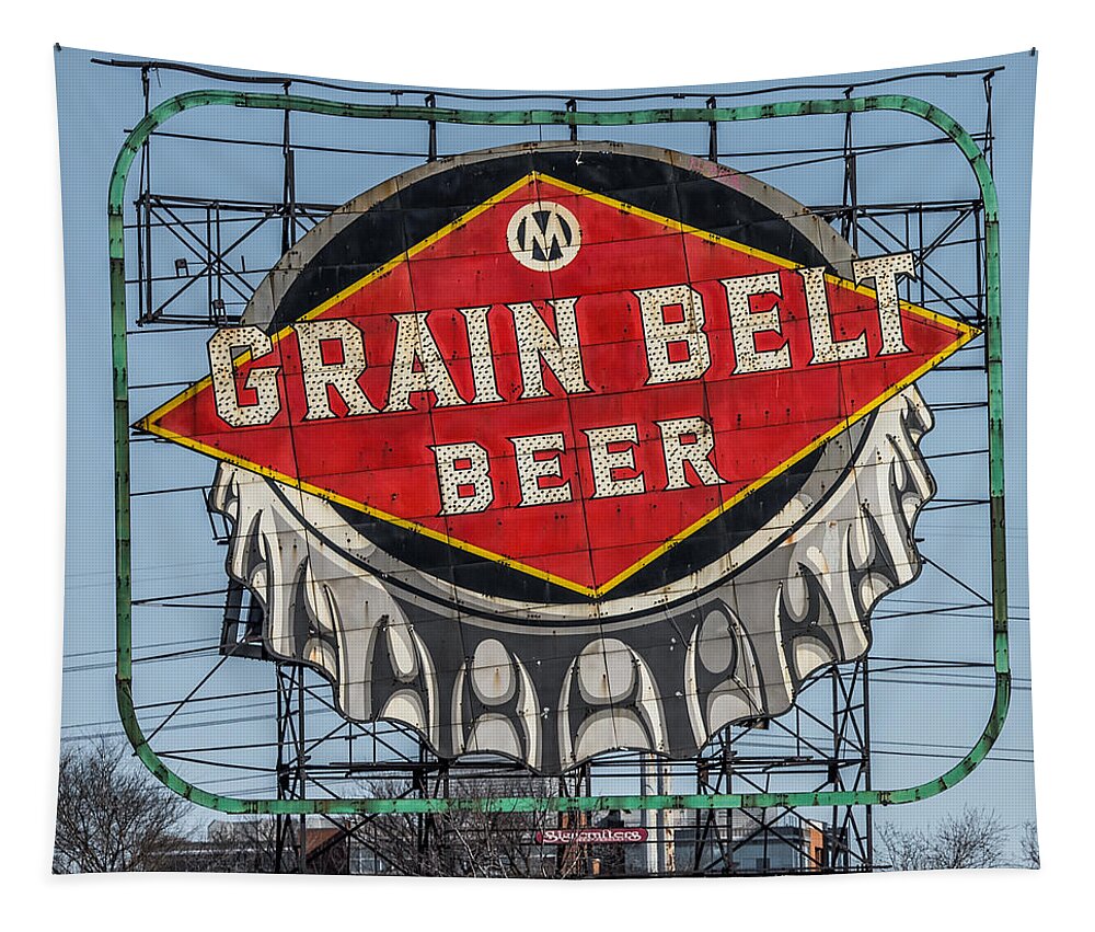 Grain Belt Beer Sign Tapestry featuring the photograph Grain Belt Beer Sign by Paul Freidlund