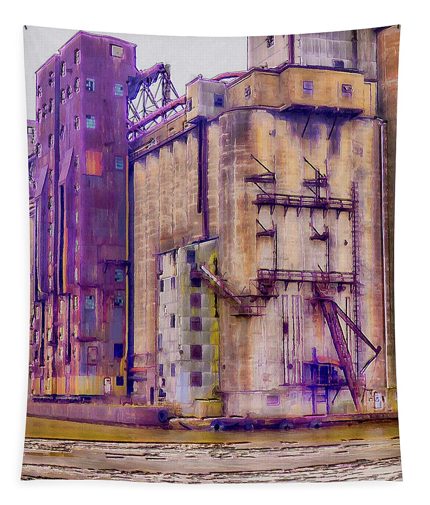 Grain Elevator Tapestry featuring the digital art Grain Elevator - Buffalo NY by Leslie Montgomery