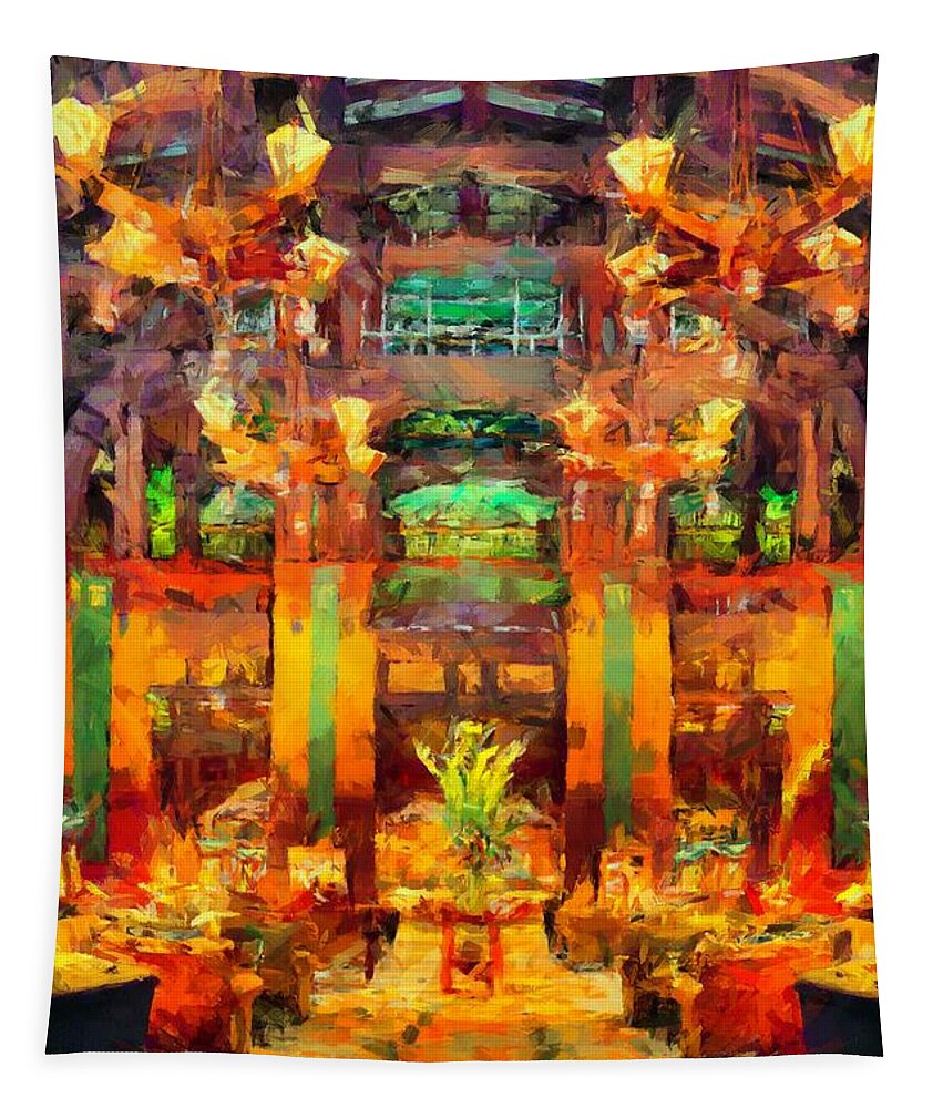 Grand Californian Resort Tapestry featuring the digital art Grand Californian Resort Lobby by Caito Junqueira