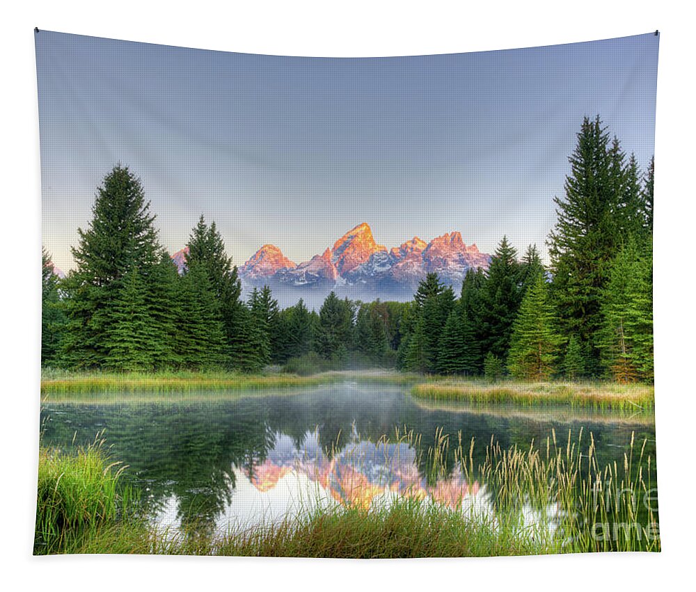  Environment Tapestry featuring the photograph Grand Tetons Sunrise 2 by Paul Quinn