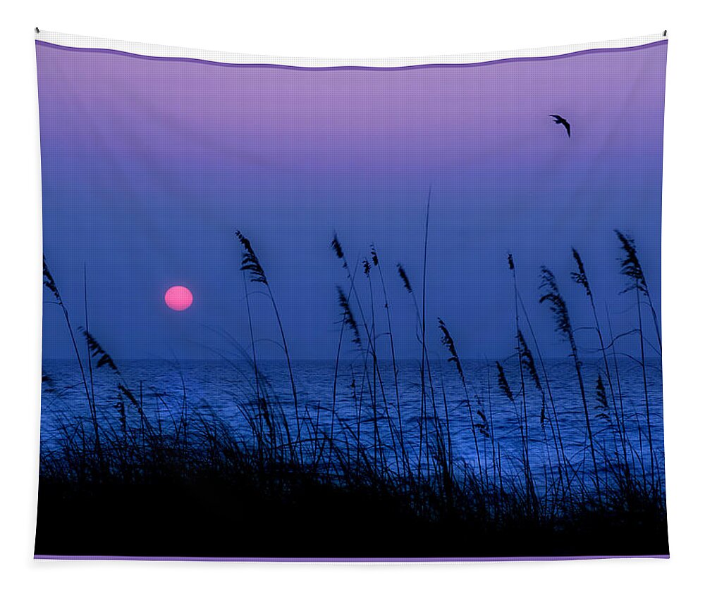  Grass Tapestry featuring the photograph Grasses frame the setting sun in Florida by Mal Bray