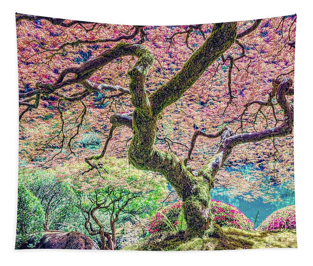 Tree Tapestry featuring the digital art Gratitude Tree by Jean OKeeffe Macro Abundance Art