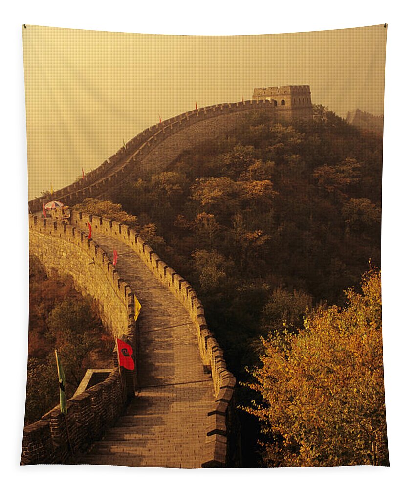 Afar Tapestry featuring the photograph Great Wall in the Mist by Gloria & Richard Maschmeyer - Printscapes