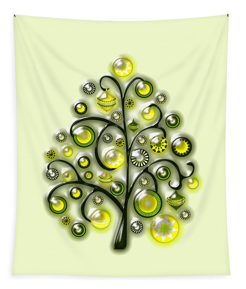 Interior Tapestry featuring the digital art Green Glass Ornaments by Anastasiya Malakhova