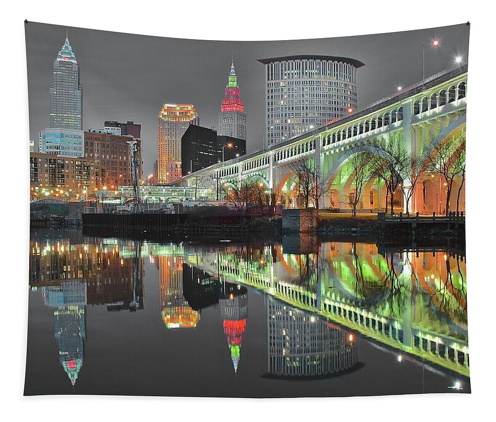 Cleveland Tapestry featuring the photograph Green Glow by Frozen in Time Fine Art Photography