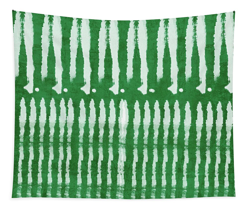 Shibori Tapestry featuring the mixed media Green Shibori 1- Art by Linda Woods by Linda Woods