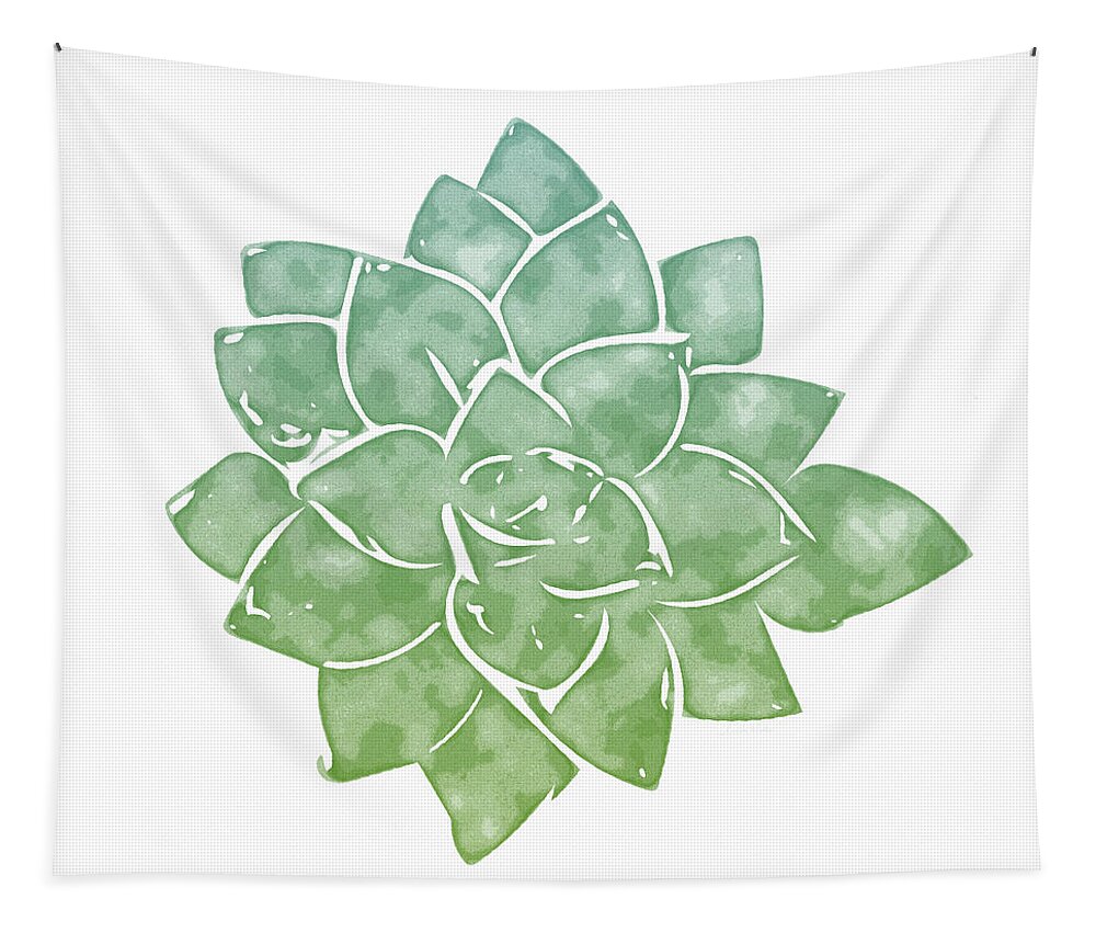 Succulent Tapestry featuring the mixed media Green Succulent 1- Art by Linda Woods by Linda Woods