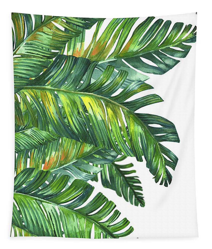 Summer Tapestry featuring the digital art Green Tropic by Mark Ashkenazi