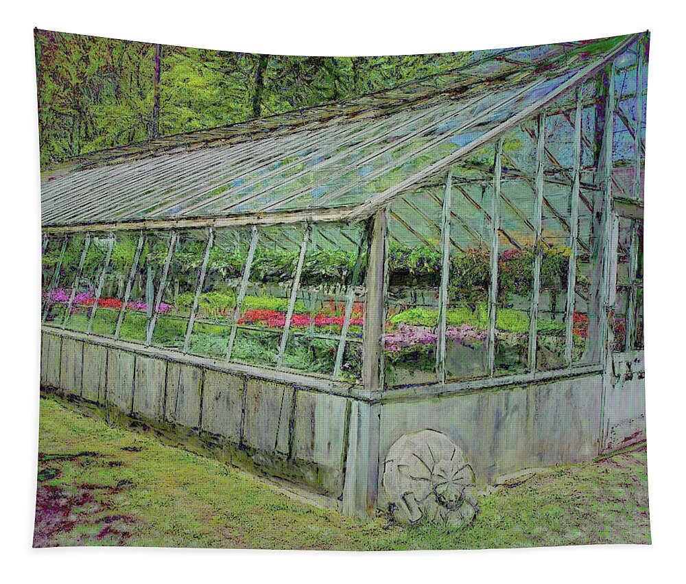 Greenhouse Tapestry featuring the digital art Greenhouse Effect by Leslie Montgomery