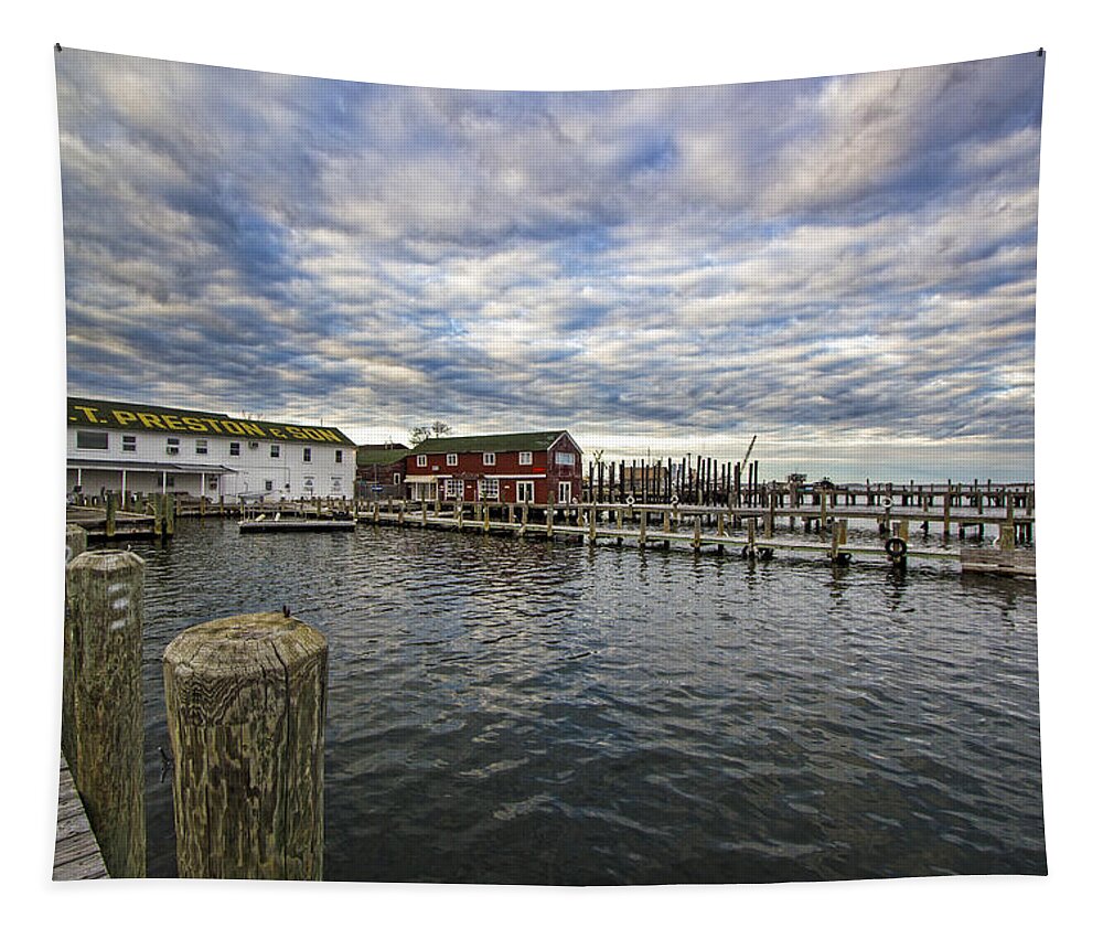 Greenport Tapestry featuring the photograph Greenport Dock by Robert Seifert