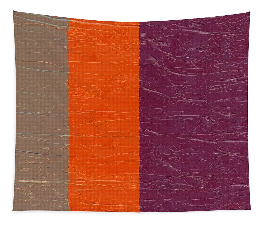 Stripes Tapestry featuring the painting Grey Orange Purple by Michelle Calkins