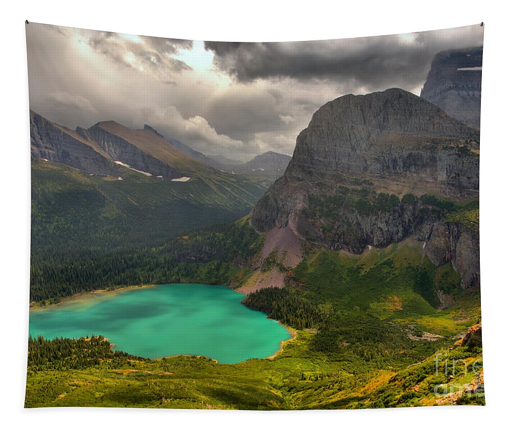 Grinnell Tapestry featuring the photograph Grinnell Glacier Trail Summer Storms by Adam Jewell