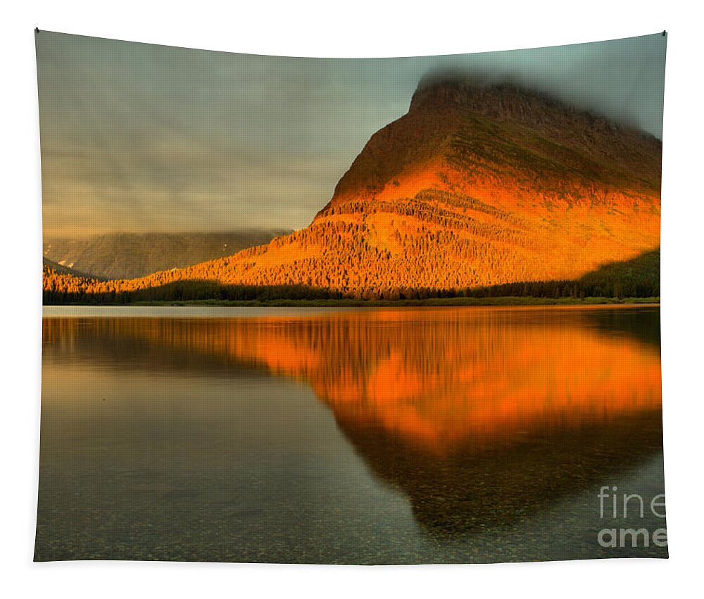 Grinnell Point Tapestry featuring the photograph Grinnell Sunrise Light Painting by Adam Jewell