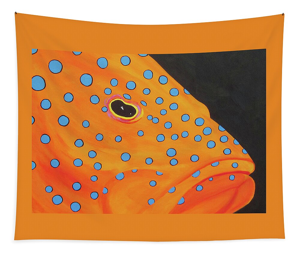 Grouper Tapestry featuring the painting Grouper Head by Anne Marie Brown