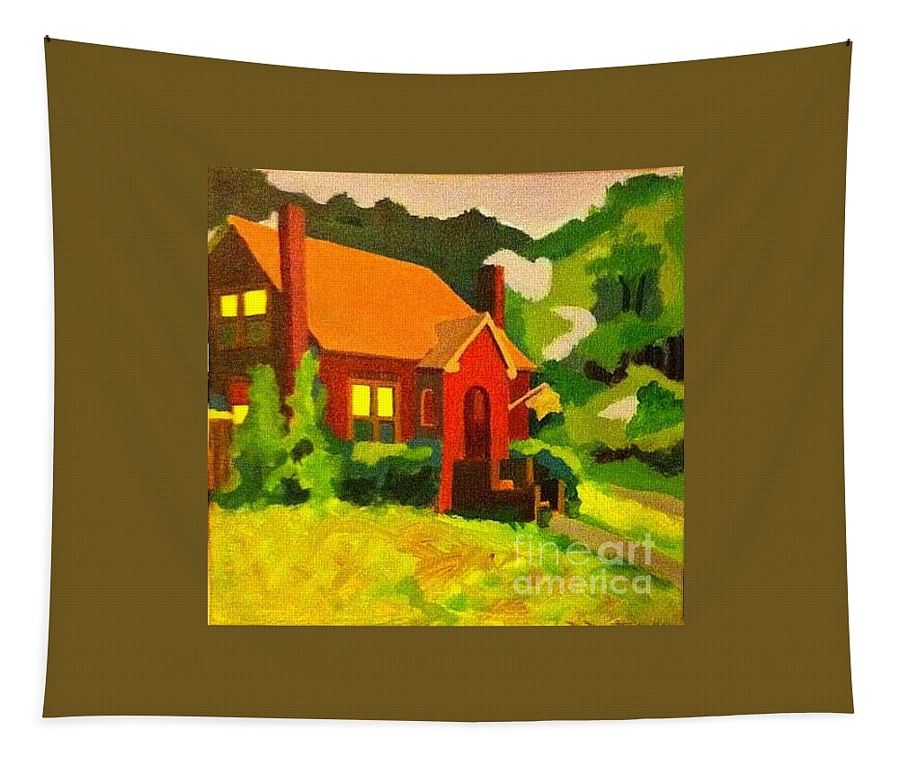 House Tapestry featuring the painting grove residence washington DC by Debra Bretton Robinson