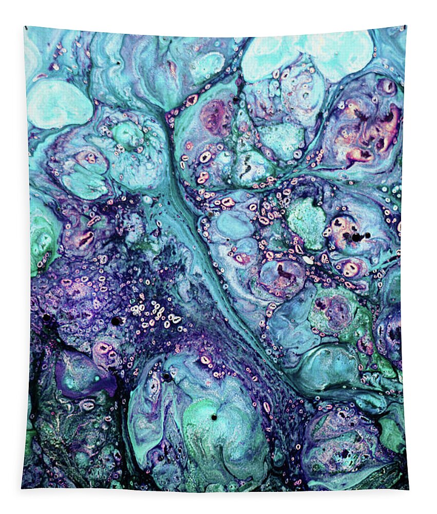 Grunge Sea Coral Abstract Tapestry featuring the mixed media Grunge Sea Coral Abstract by Georgiana Romanovna