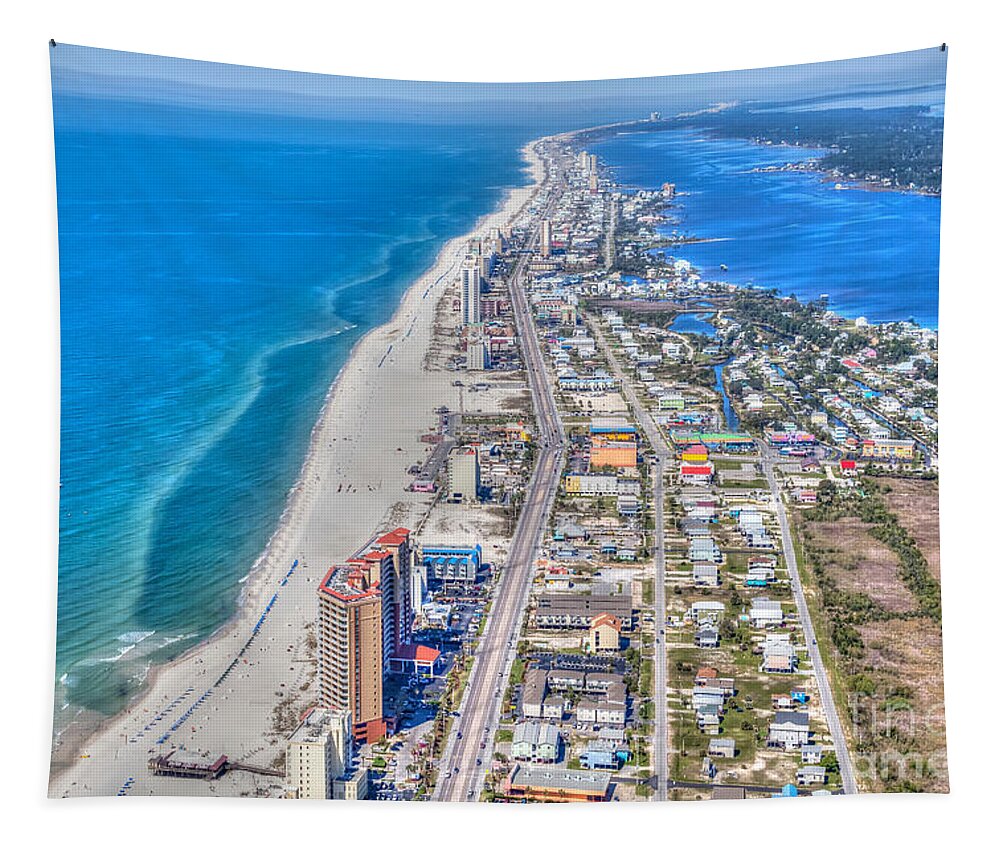 Gulf Shores Tapestry featuring the photograph Gulf Shores Beach Looking W by Gulf Coast Aerials -