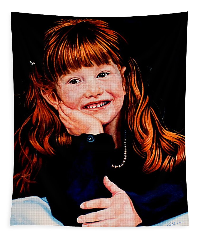 Hand-painted Portrait Tapestry featuring the painting Haley by Hanne Lore Koehler
