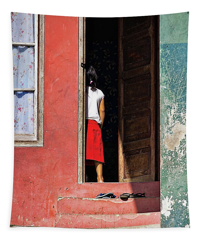Open Door Tapestry featuring the photograph Half in by Tatiana Travelways