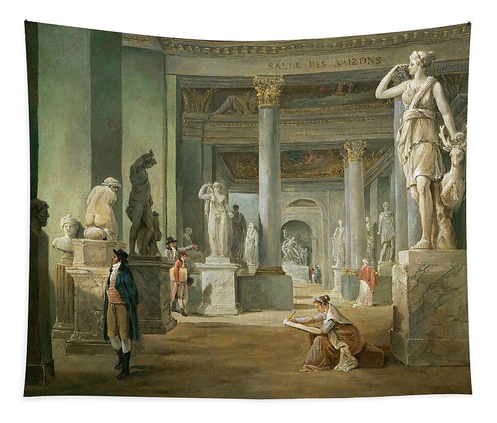 Hubert Robert Tapestry featuring the painting Hall of Seasons at the Louvre by Hubert Robert