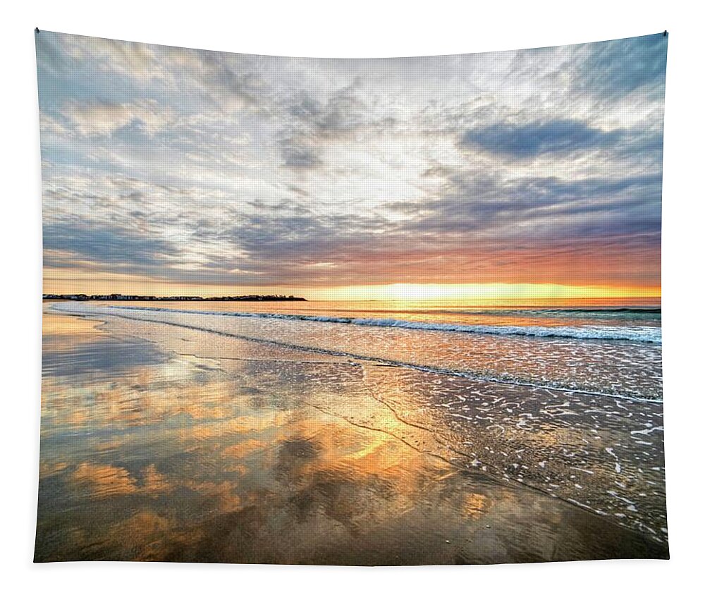 Hampton Tapestry featuring the photograph Hampton Beach Sunrise Hampton Beach State Park Hampton NH Reflection by Toby McGuire