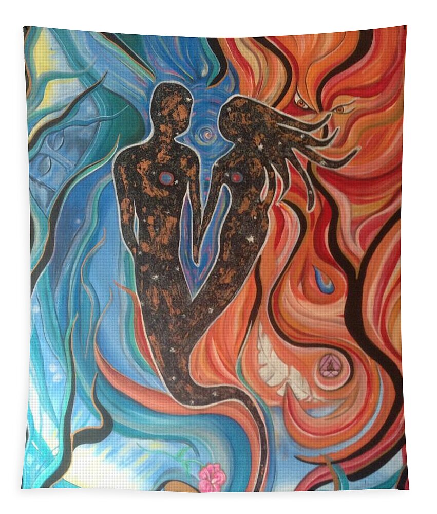 Masculine Tapestry featuring the painting Hand In Hand Forever by Tracy McDurmon