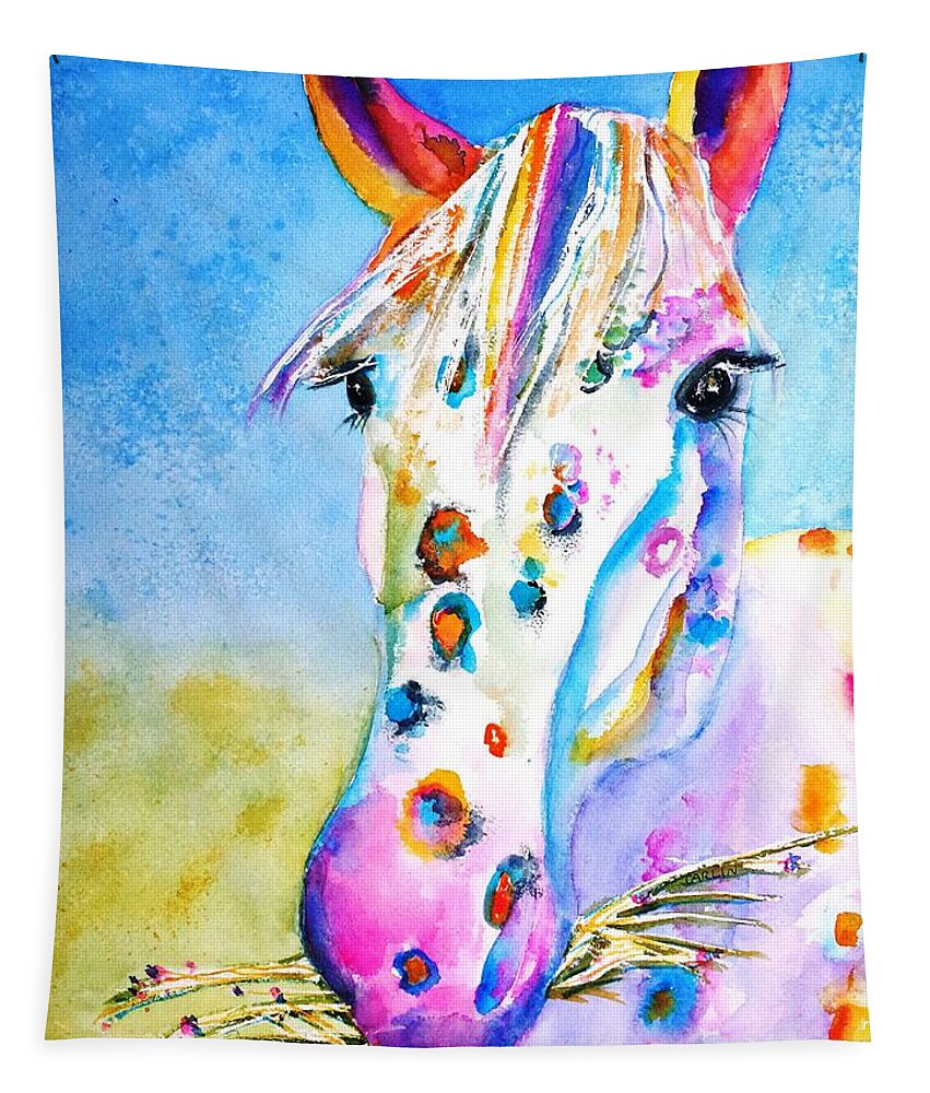 Horse Tapestry featuring the painting Happy Appy by Carlin Blahnik CarlinArtWatercolor