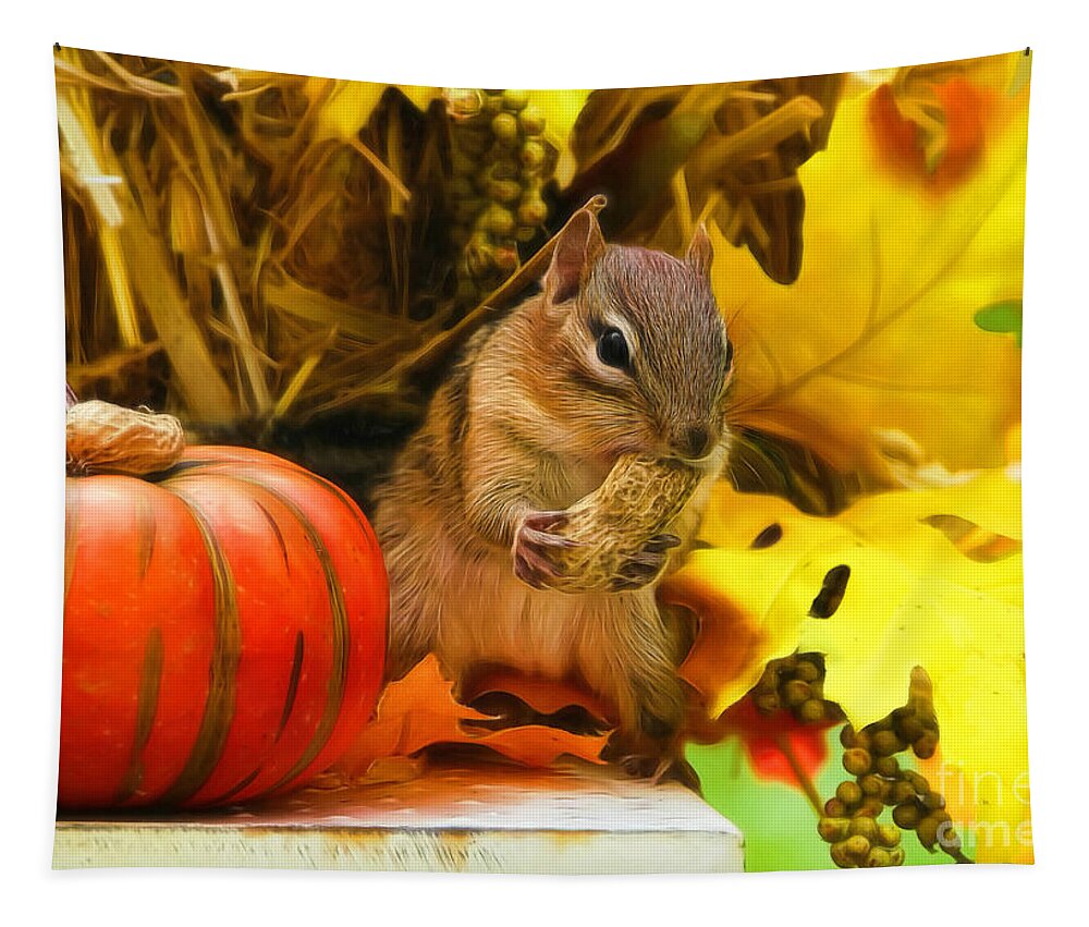 Chipmunk Tapestry featuring the photograph Happy Harvest by Tina LeCour