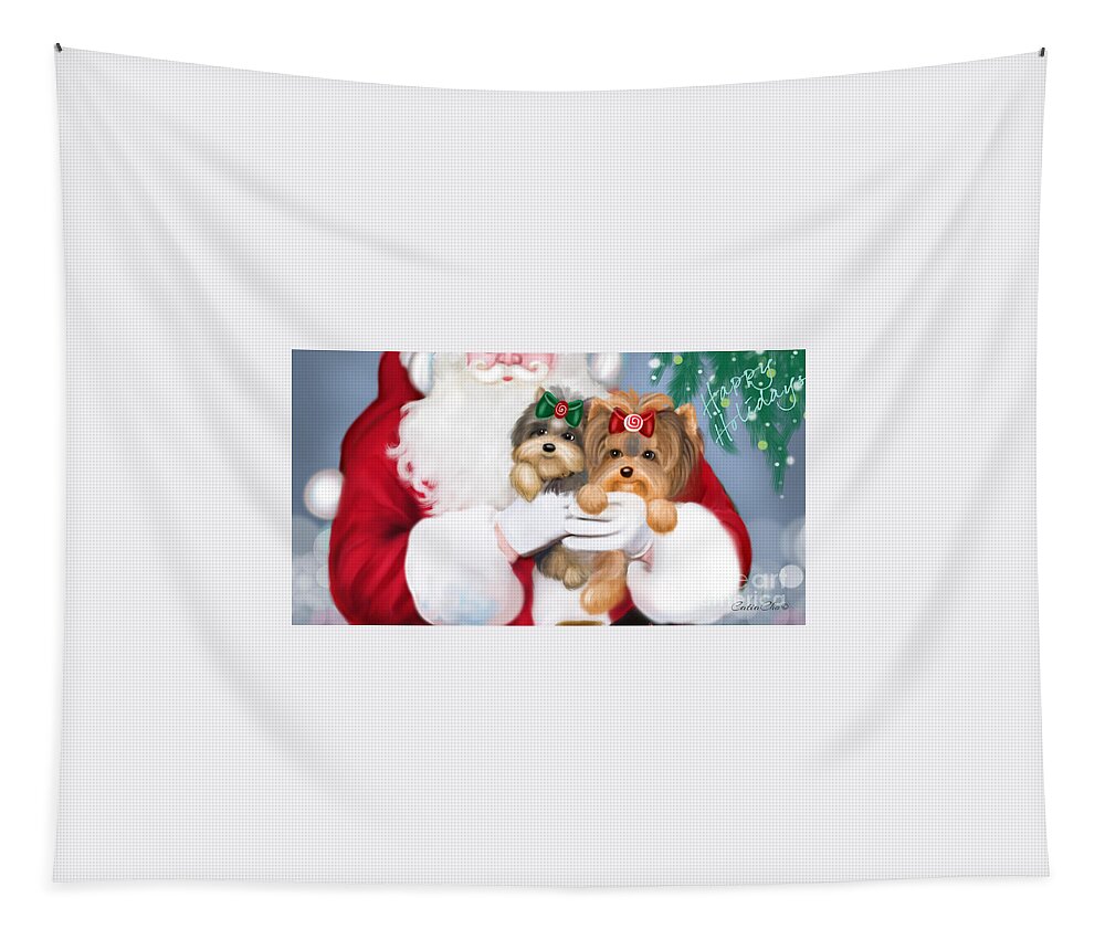 Santa Tapestry featuring the painting Happy Holidays by Catia Lee