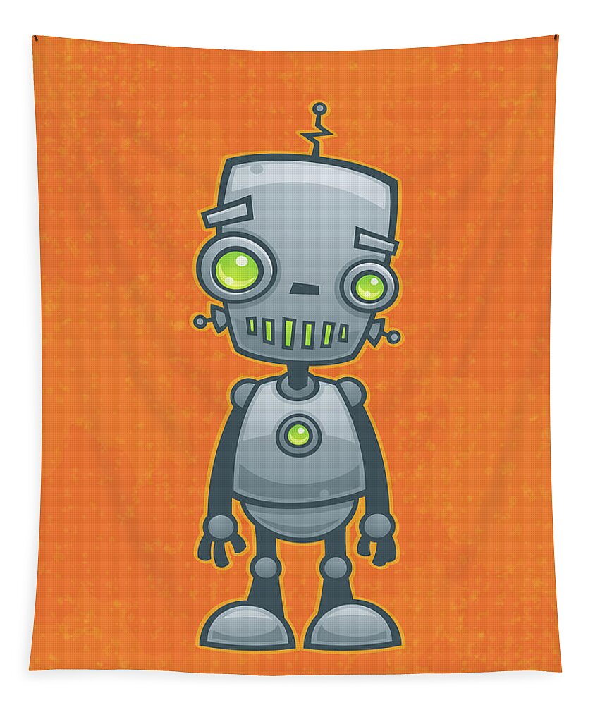 Robot Tapestry featuring the digital art Happy Robot by John Schwegel