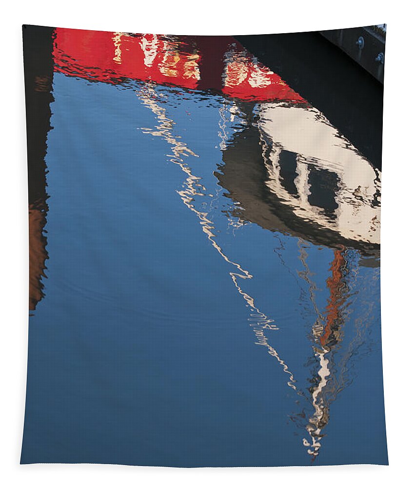 Dock Tapestry featuring the photograph Harbor Reflections by Robert Potts