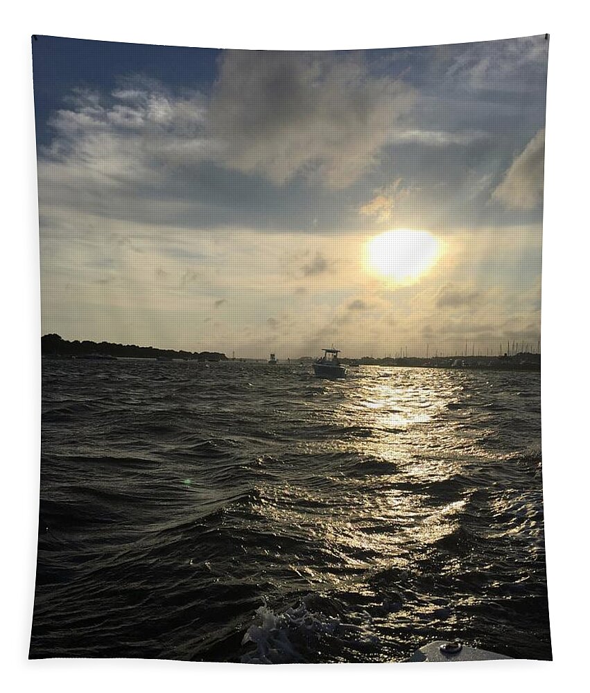  Tapestry featuring the photograph Harbor Sunset by Elizabeth Harllee