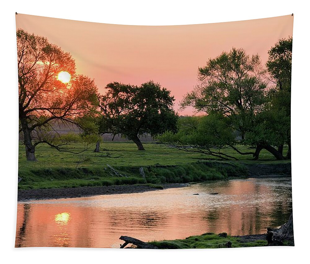 River Tapestry featuring the photograph Hargrave Creek Sunrise by Bonfire Photography