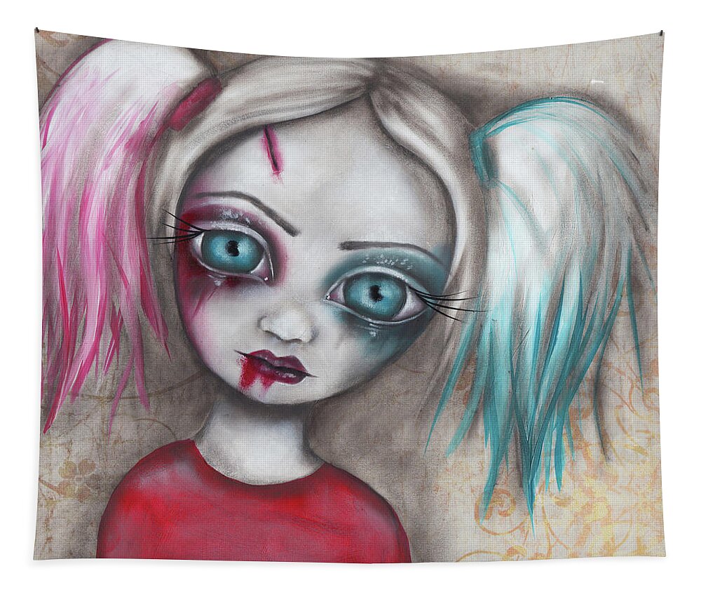 Harley Quinn Tapestry featuring the painting Harley Quinn by Abril Andrade
