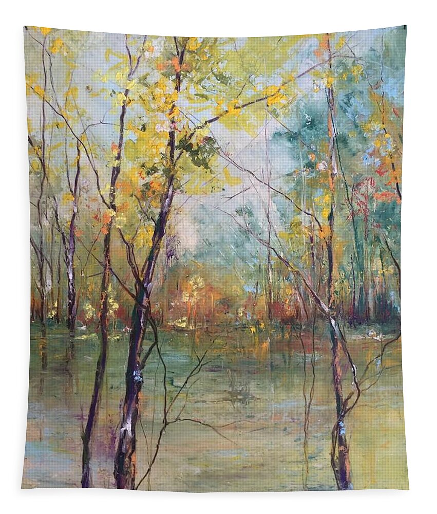 Trees Tapestry featuring the painting Harmony in Perfect Key by Robin Miller-Bookhout