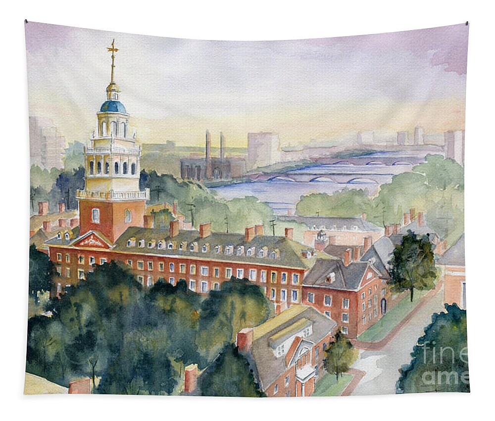 Harvard Tapestry featuring the painting Harvard University by Melly Terpening