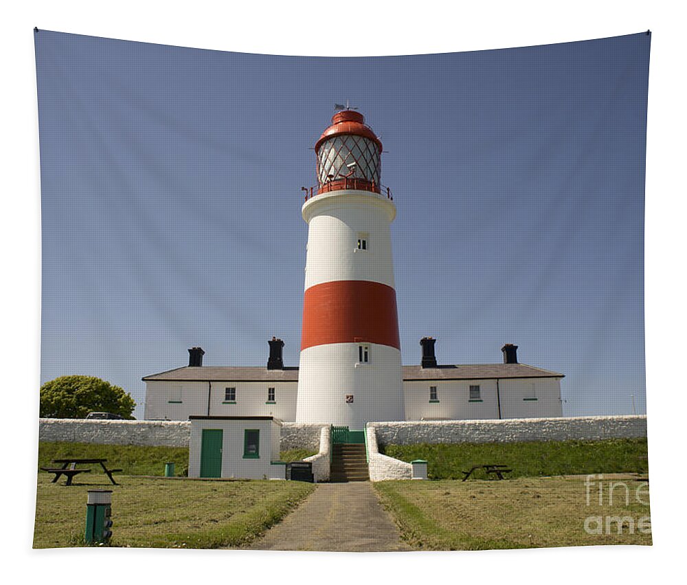 Lighthouse Tapestry featuring the photograph Haunted Lighthouse. by Elena Perelman