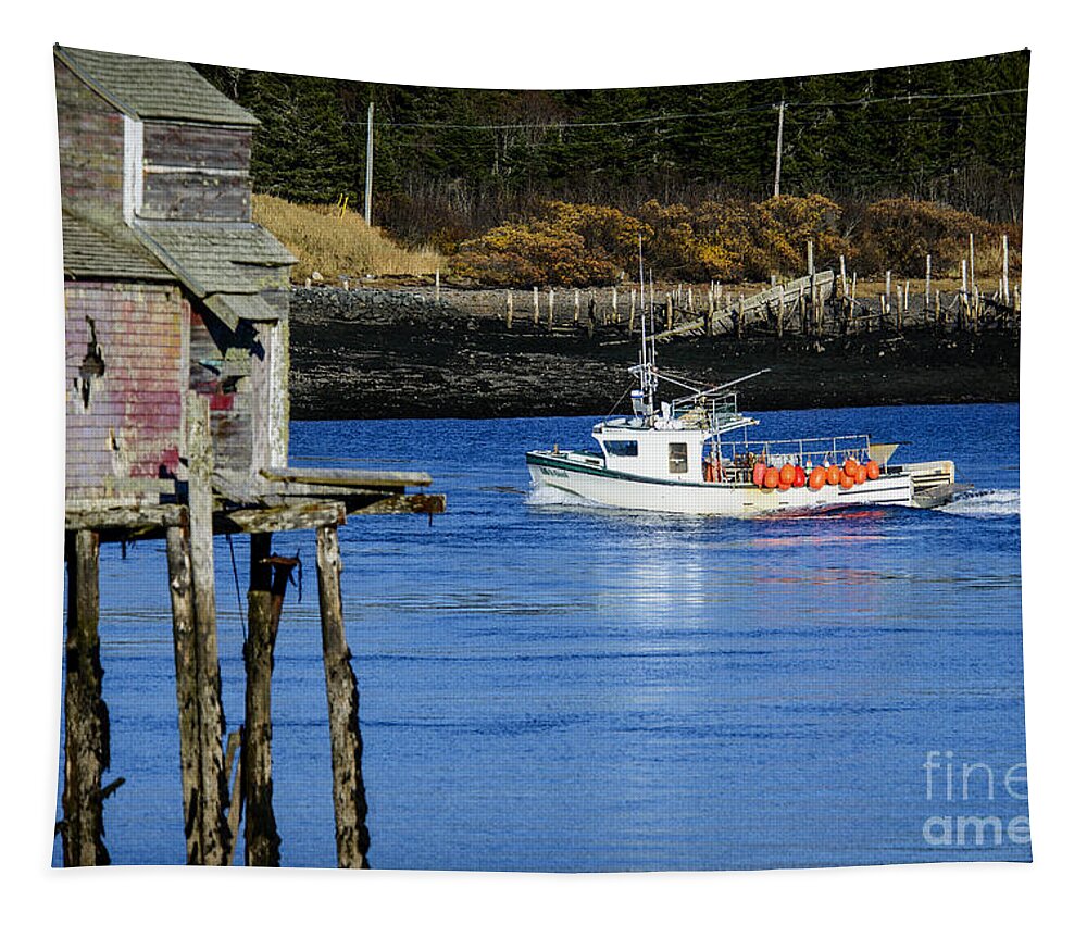 Downeast Tapestry featuring the photograph Headed to Work by Alana Ranney