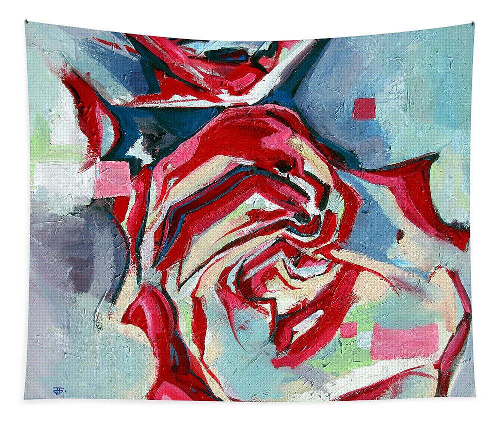 Florals Tapestry featuring the painting Heartfelt Rose by John Gholson