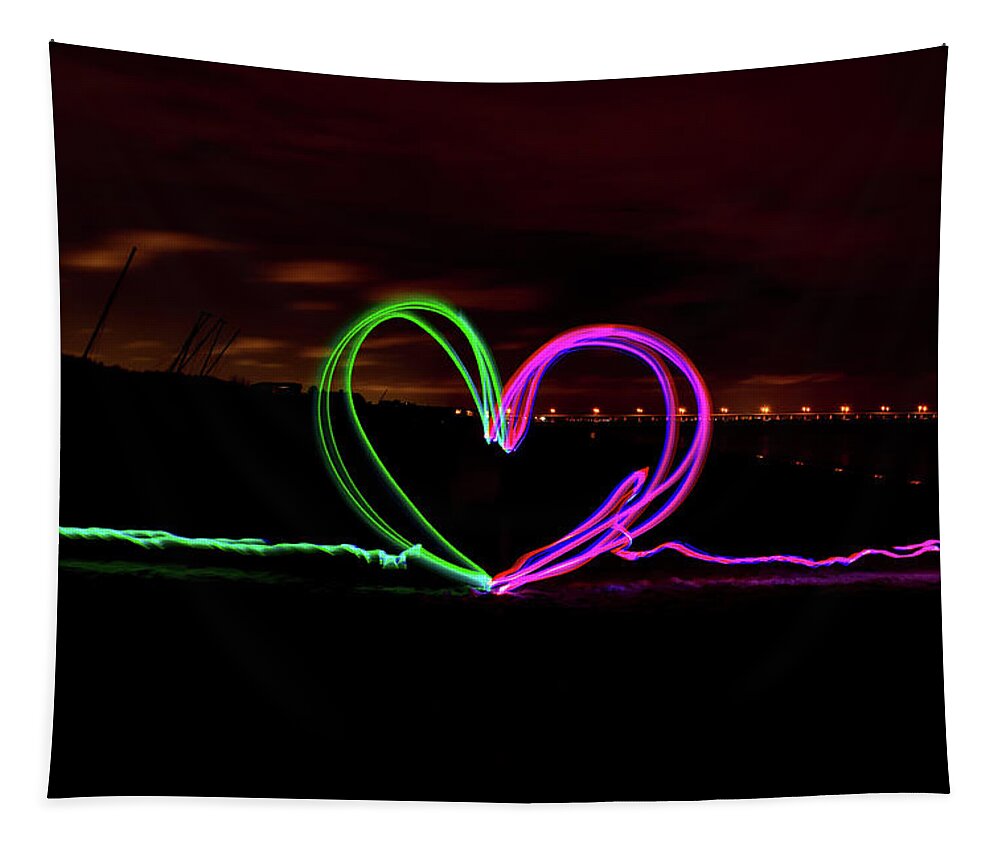 Night Tapestry featuring the photograph Hearts in the Night by Nicole Lloyd