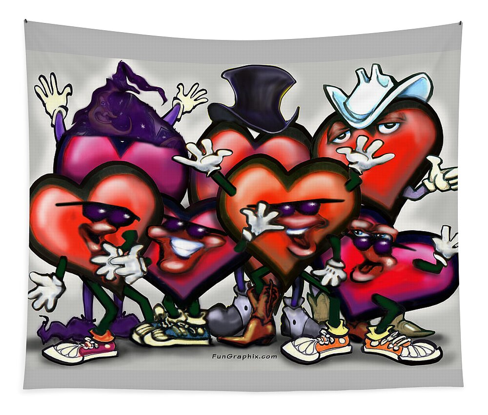 Heart Tapestry featuring the digital art Hearts Party by Kevin Middleton