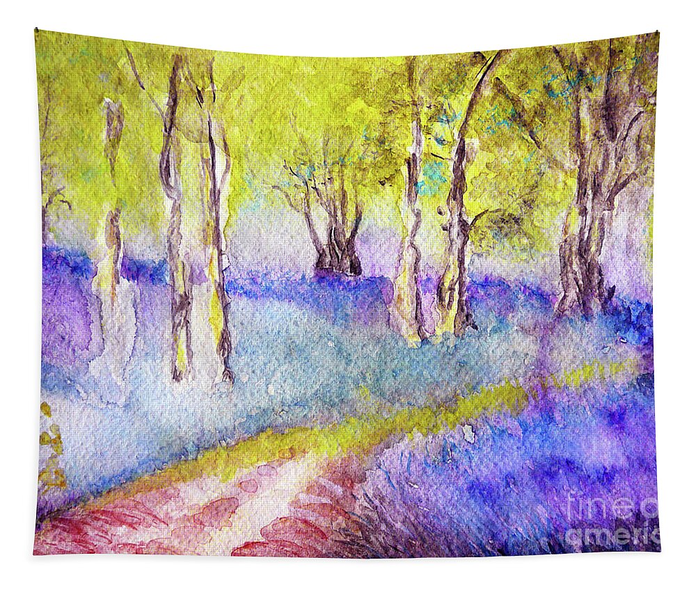 Heather Glade Tapestry featuring the painting Heather Glade by Jasna Dragun